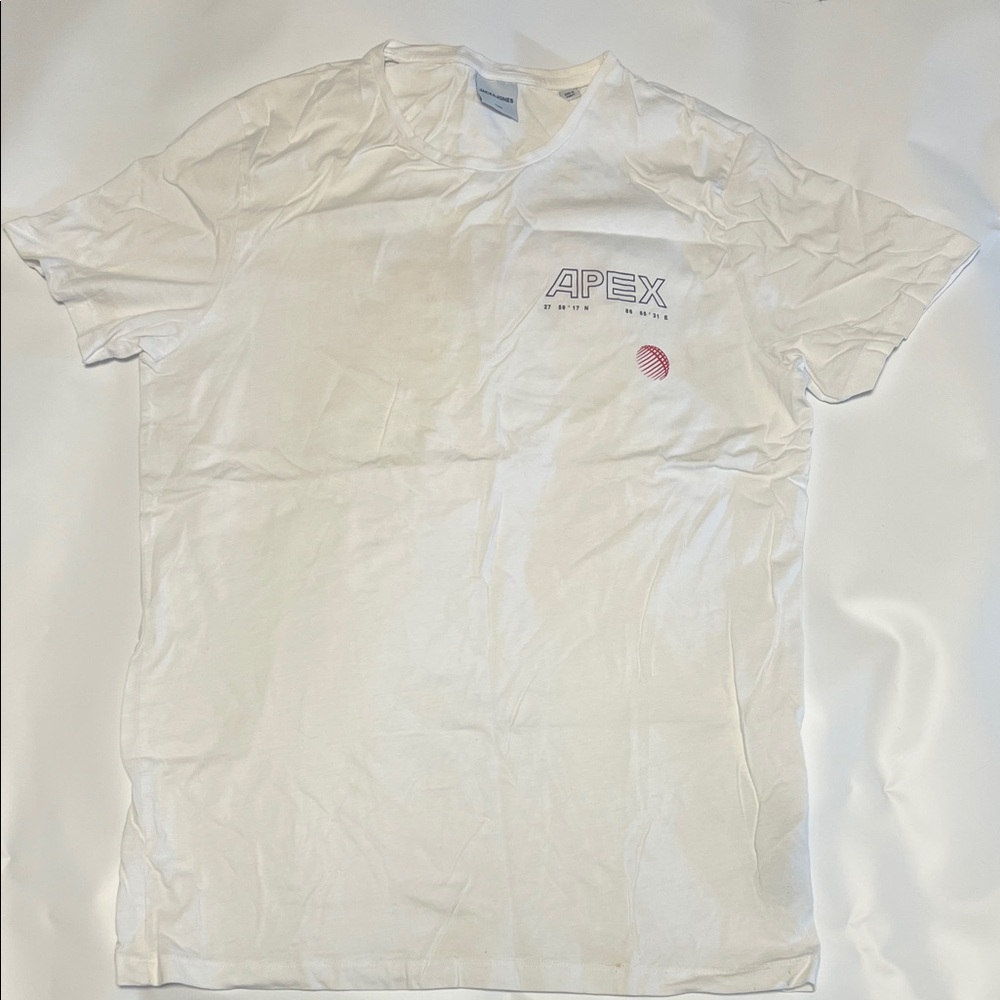 Jack and Jones White Short Sleeve Tee with Red Accent Logo
